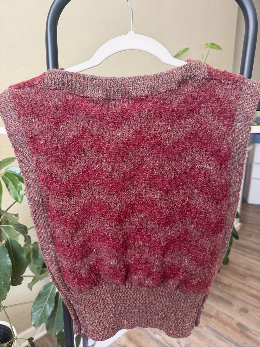 Vintage Nordstrom Burgundy Chevron Knit V-Neck Sweater Vest
